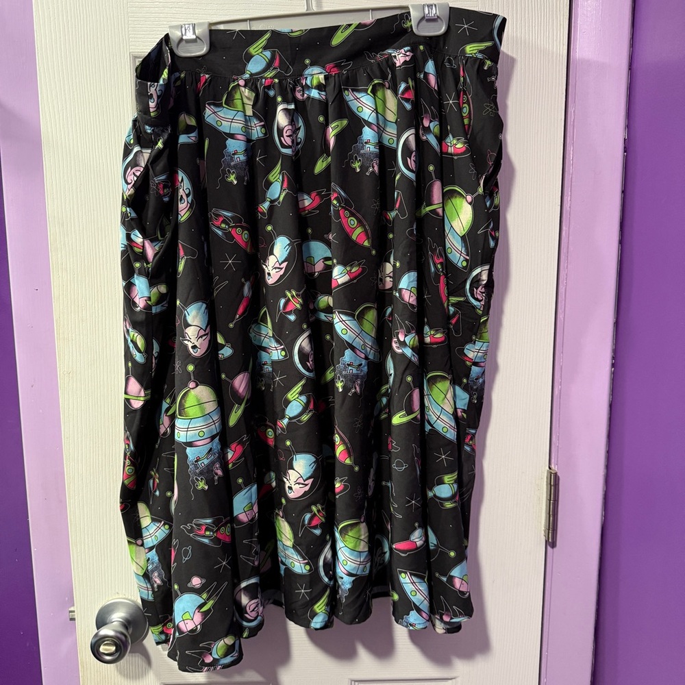 Sourpuss Clothing Retro Space-Themed Skirt
